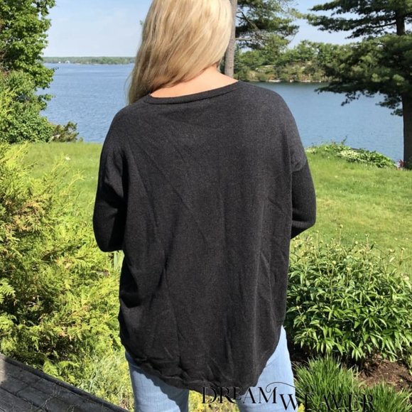 Charcoal Crew Neck Organic Cotton & Cashmere Sweater - Picture 6 of 9